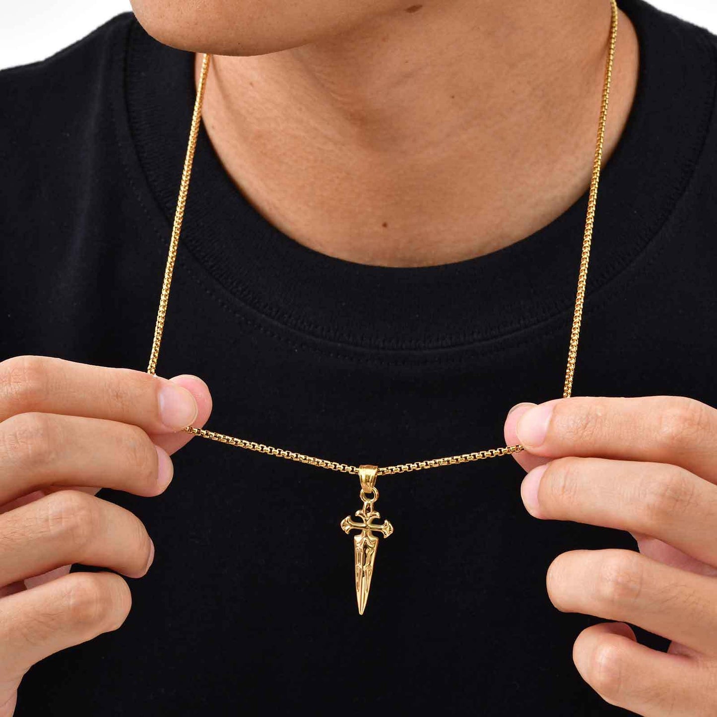 Planderful Stainless Steel Sword Cross Pendant For Men