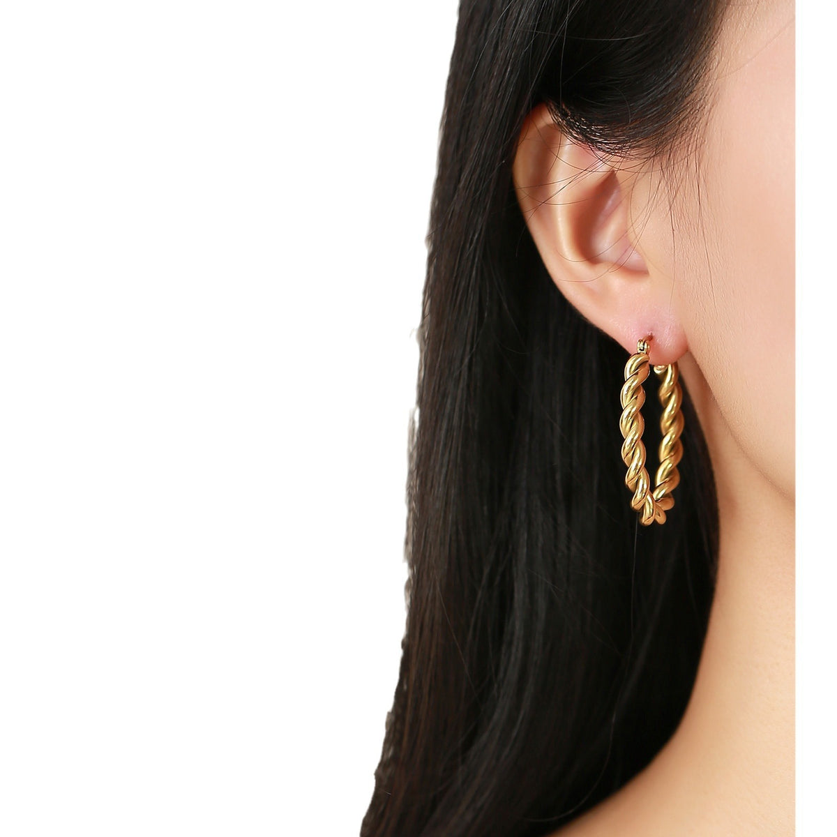 Twisted Rope Open Hoop Earrings — 2 Gold Styles
