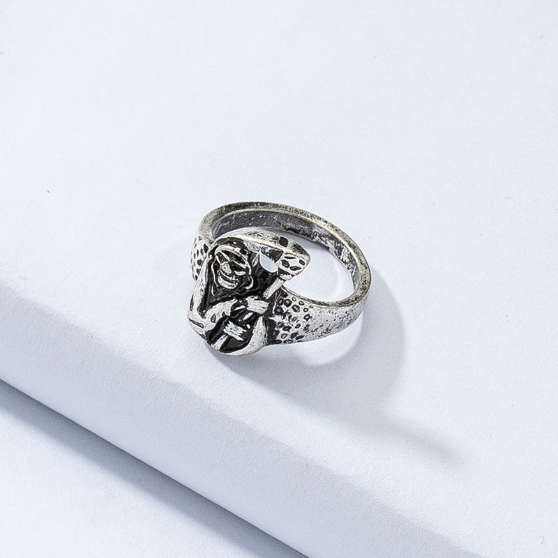 Retro French Hip-Hop Portrait Ring with Unique Personality