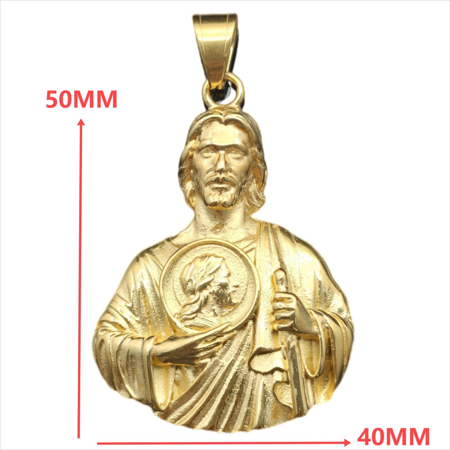 Planderful St Jude Bust Necklace Titanium Steel Unisex Protection Pendant Statement Jewelry
