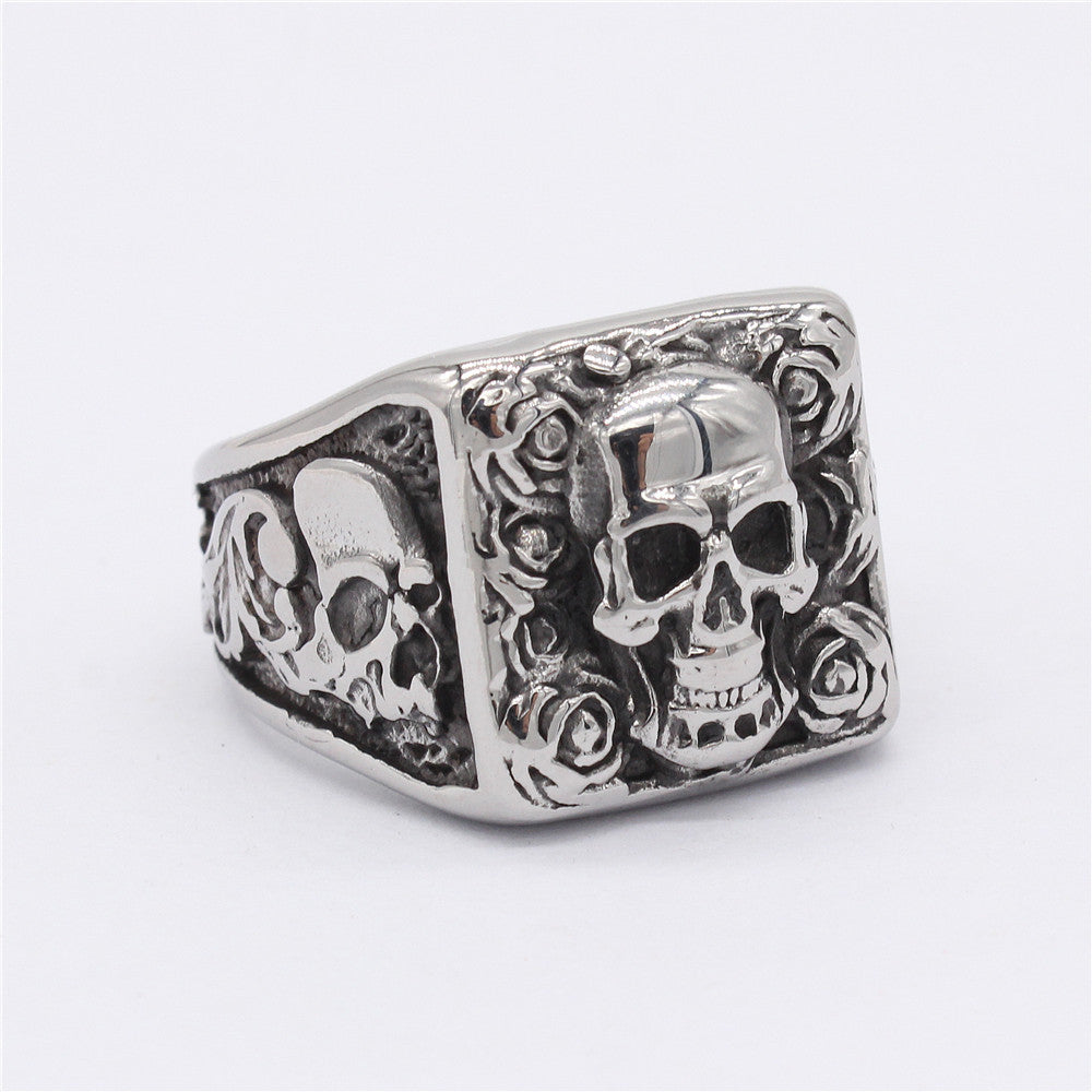 Retro Punk Skull Titanium Steel Ring