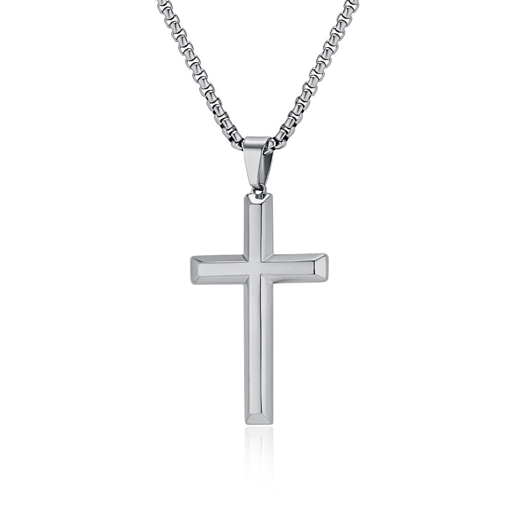 Bevel Versatile Titanium Steel Cross Necklace for Men