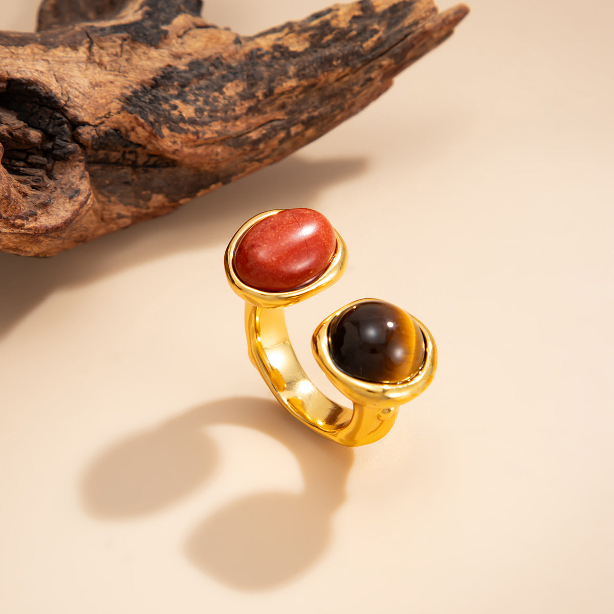 Tiger Eye Open Ring Planderful Collection Vienna Verve For Women Statement Lava Stone Jewelry