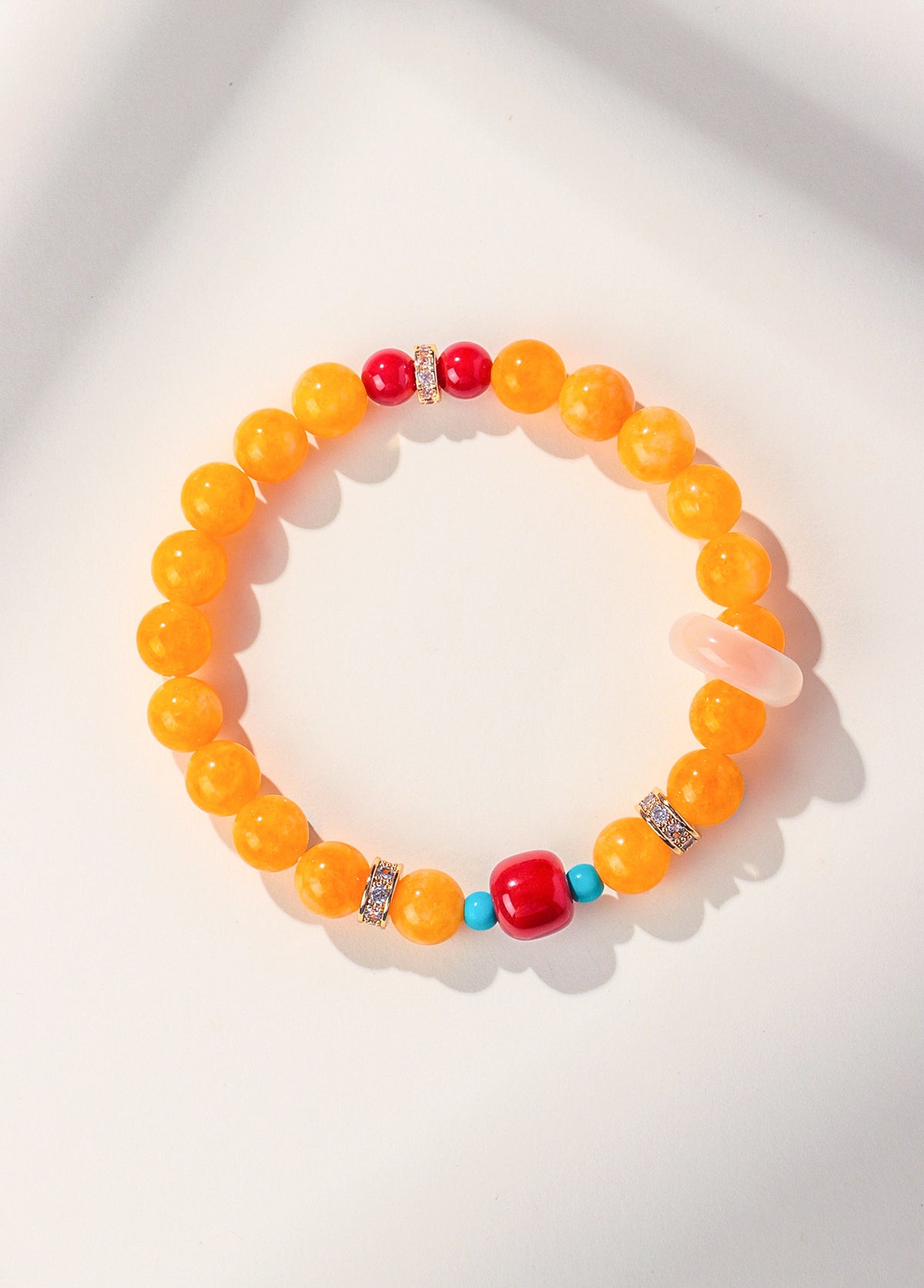 Red Agate & Yellow Chalcedony Fortune Lock Bracelet