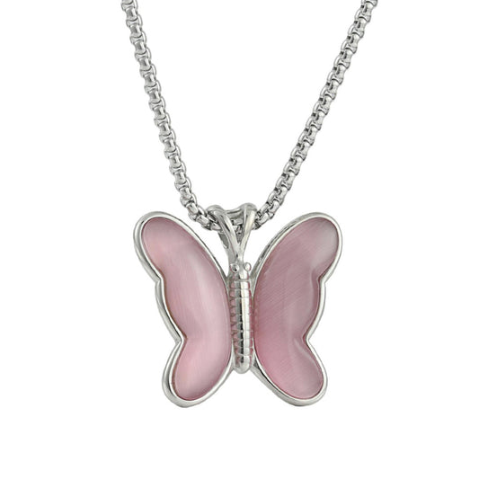 European And American Stainless Steel Butterfly Pendant Necklace