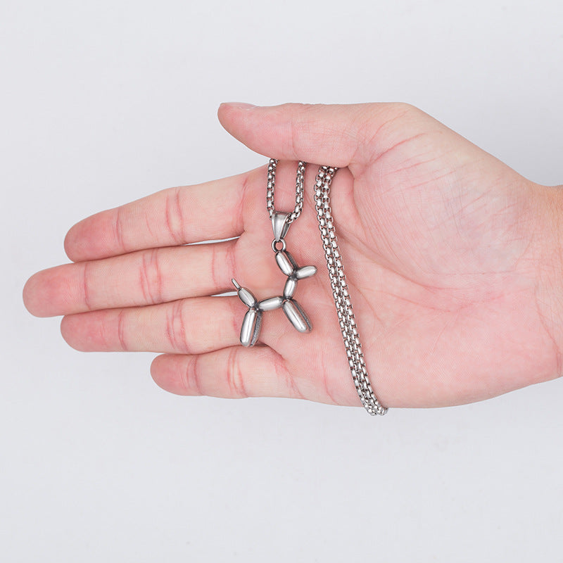 Steel Necklace – Statement Balloon Dog Pendant