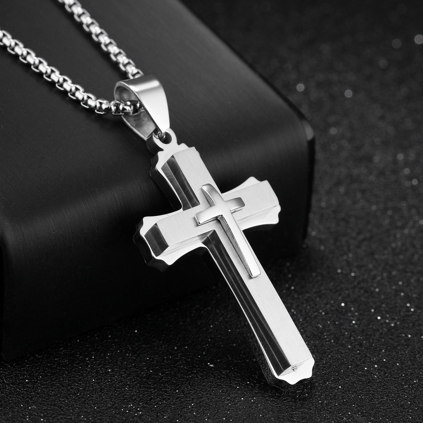 Mens Titanium Steel Cross Pendant Necklace Planderful Everyday Genie Retro Hip Hop Style
