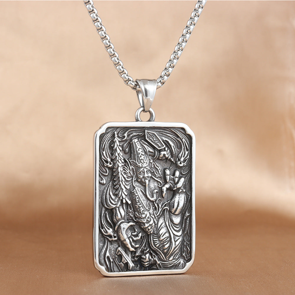 European And American Stainless Steel Black And White Pendant