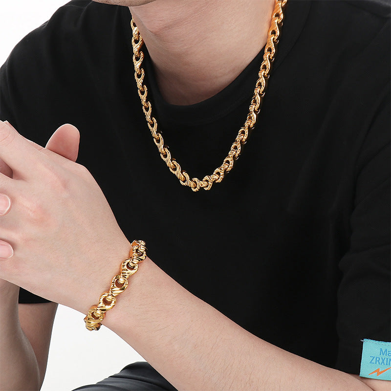 Stainless Steel Interlocking Handcuff Bracelet Punk Style