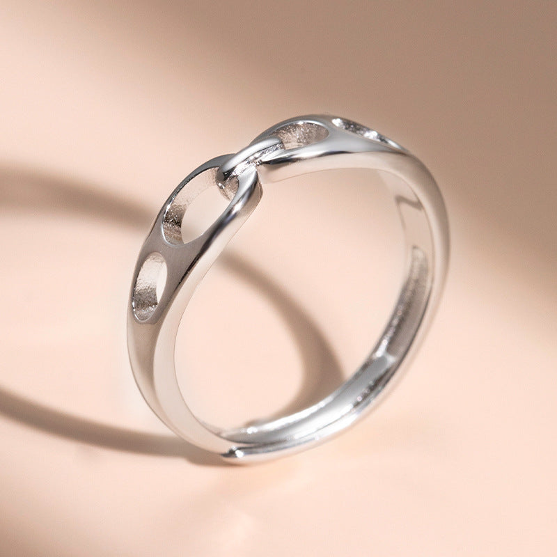 Hollow Design Buckle Opening Sterling Silver Ring