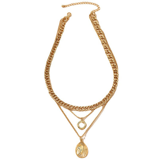 3-Layer Stacked Thick Chain Necklace with Hip-Hop Vibe for Women