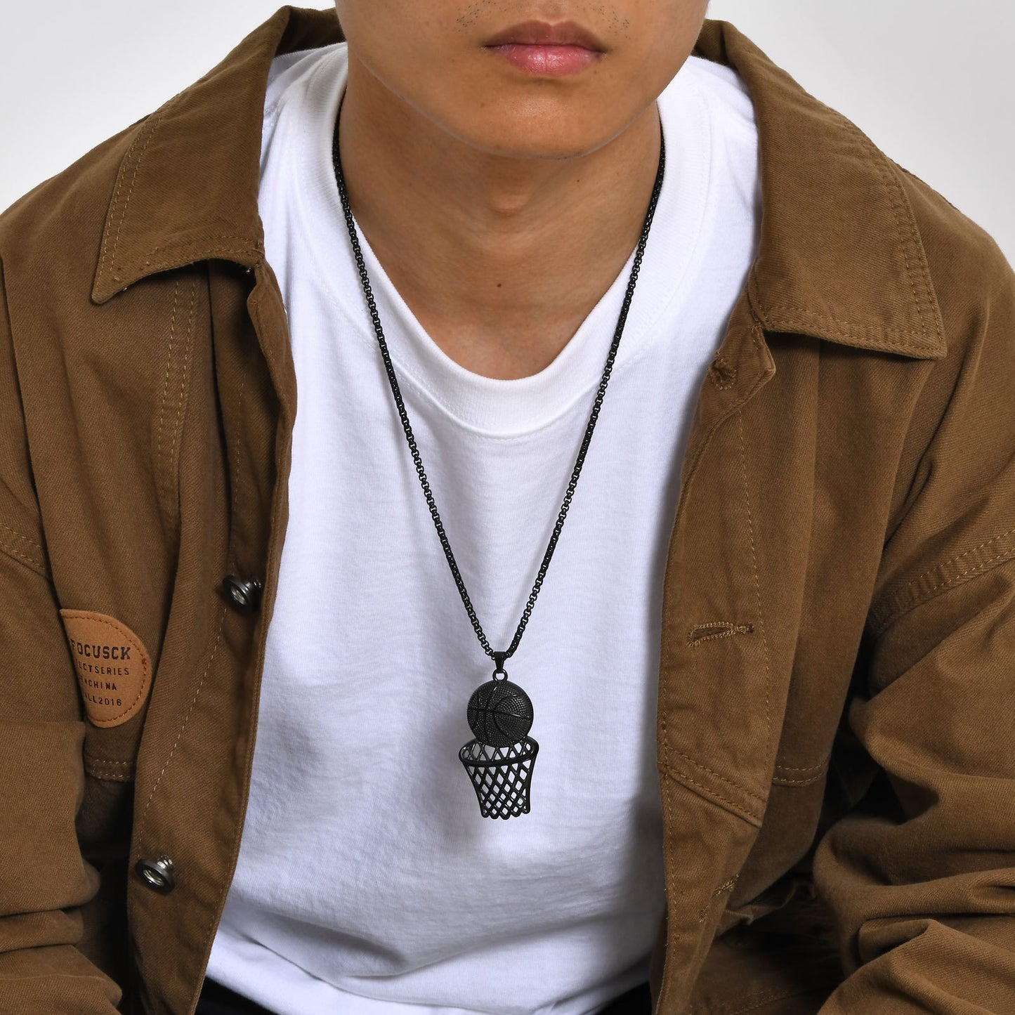 Men's Accessories Stainless Steel Basketball Frame Pendant Necklace
