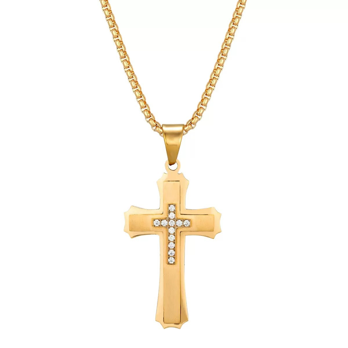 1. Planderful Stainless Steel Cross Pendant Necklace For Men Hip Hop Style Gift Worthy Jewelry