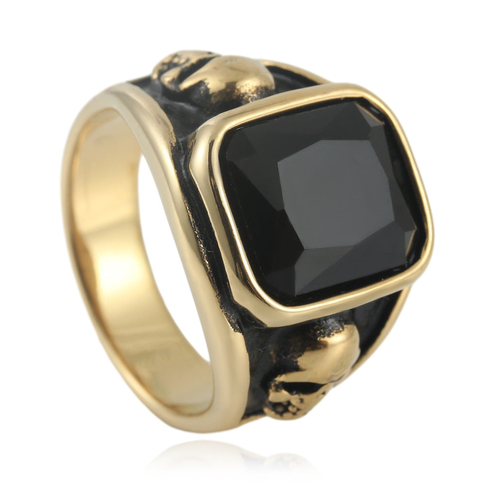 Planderful Titanium Steel Ring Multi Colored Stone Unisex Bold Statement For Men