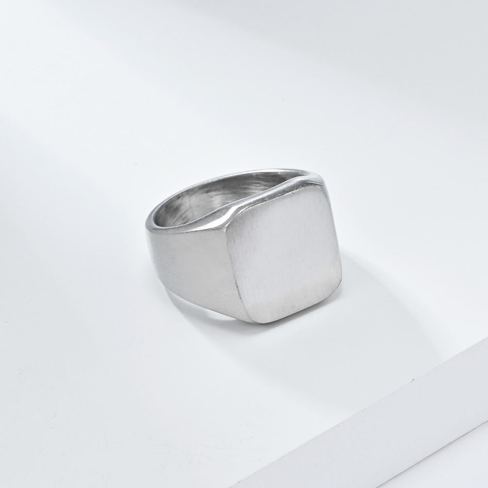 Planderful Everyday Genie Matte Brushed Seal Ring For Men Titanium Steel Size 7 To 13