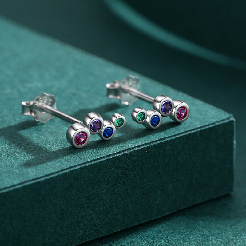 925 Sterling Silver Bow Rainbow Stud Earrings