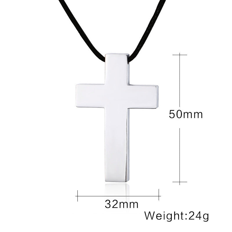 Cross Pendant with Waxed Cord — Silver or Black