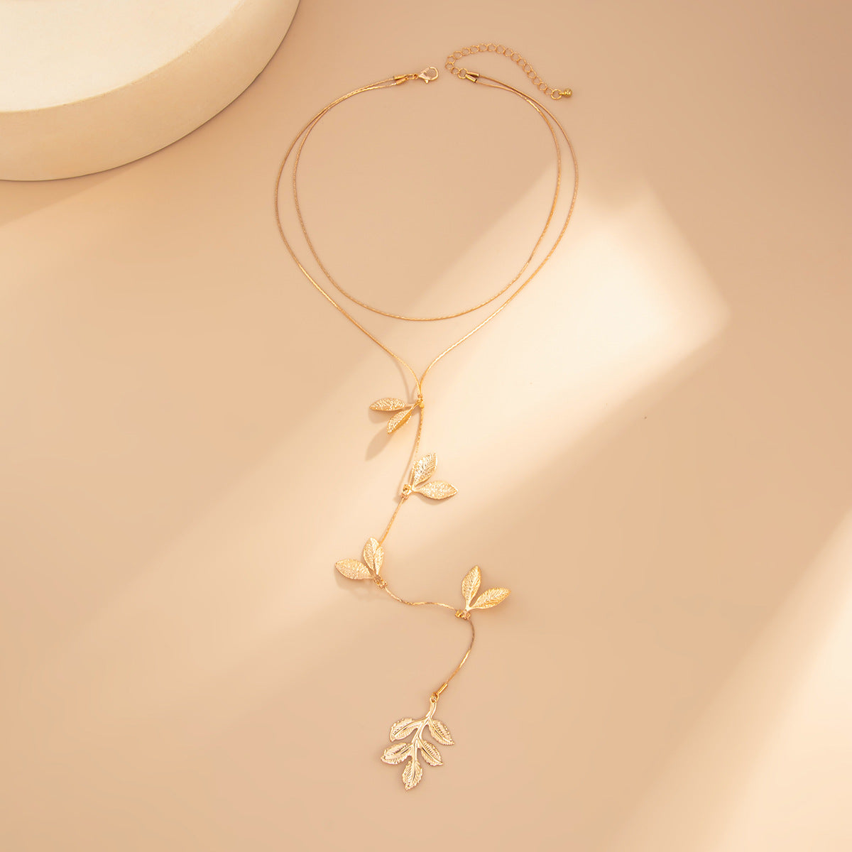 Leaf Pendant Double-Layer Y-Necklace