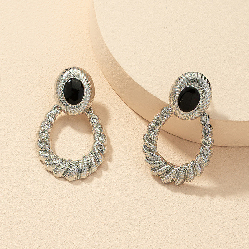 Retro Metal Water Droplet Earrings - Vienna Verve Collection