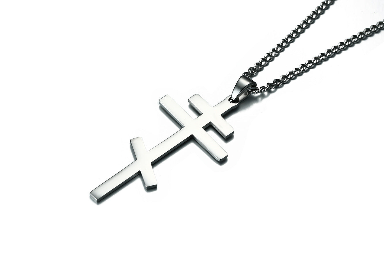 Retro Stainless Steel Cross Pendant Titanium Steel Necklace