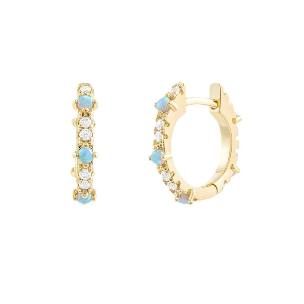 Circle Opal Zircon Earrings S925 Sterling Silver And Earrings