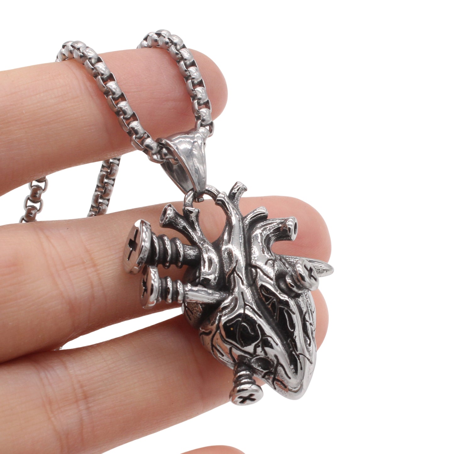 Planderful Jewelry Mens Vintage Heart Pendant In Titanium Steel Elegant Everyday Jewelry Gift