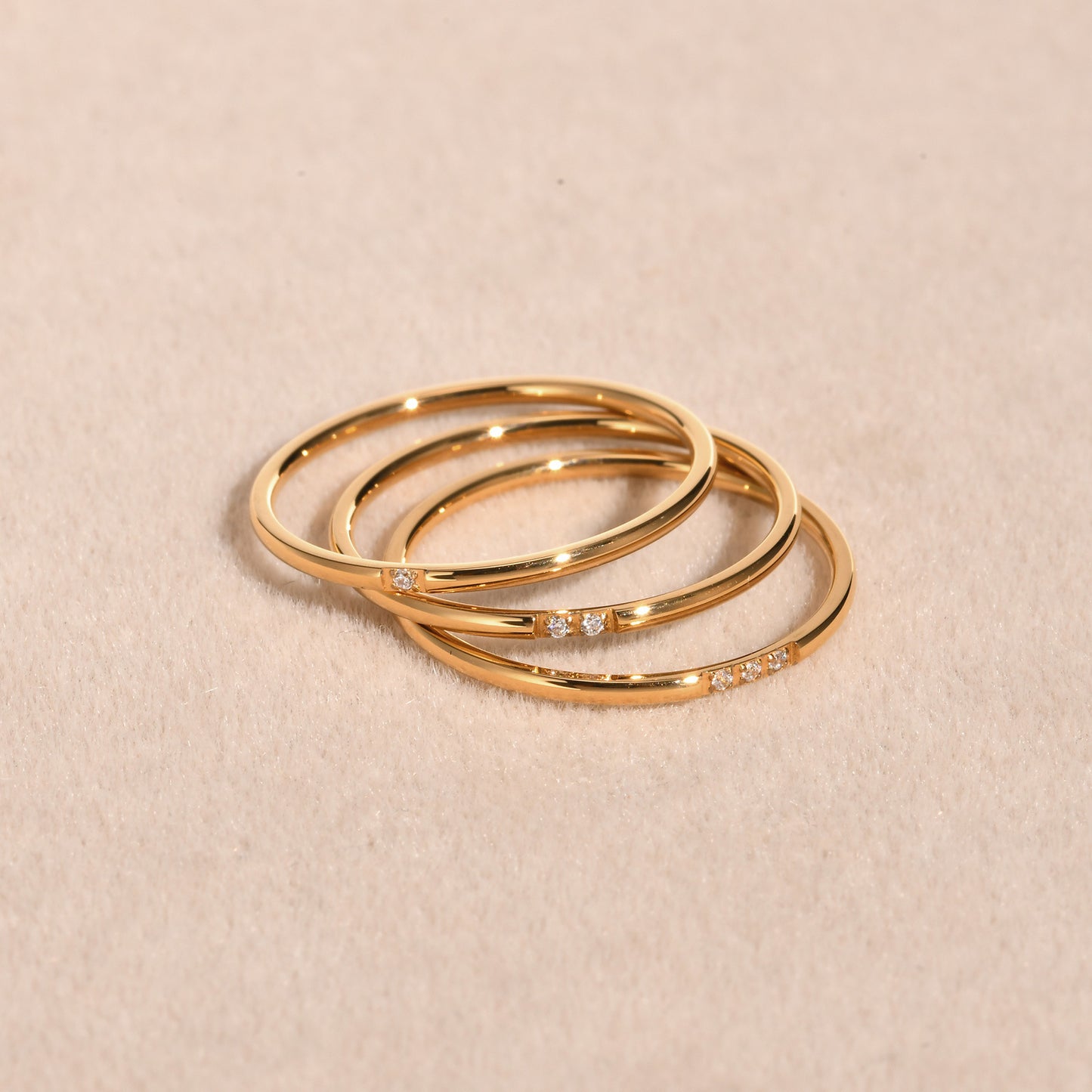 Geometric Three-Piece Ins Wind Women's Ring Zircon Jewelry