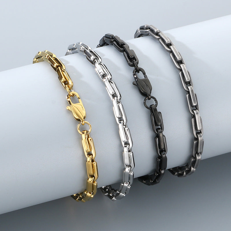 Japanese Buckle Necklace And Bracelet Set Titanium Steel Men