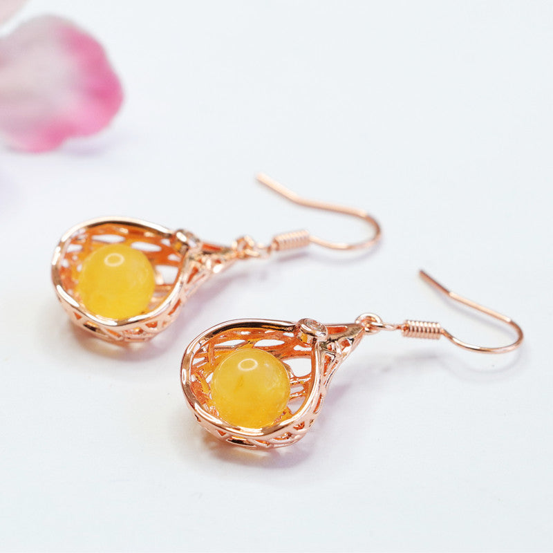 Beeswax Amber Swing Drop Earrings