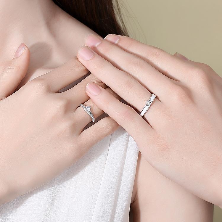 Sterling Silver Adjustable Couple Ring Princess Knight Design For Him And Her Zircon Luxury By Planderful