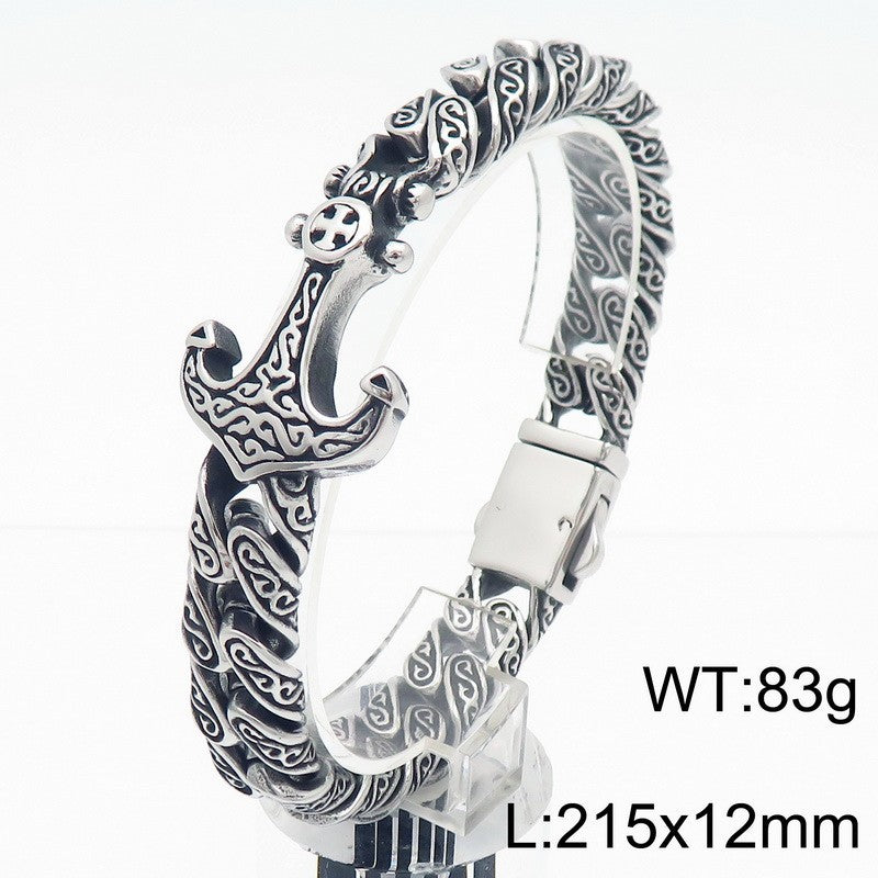 Planderful Men's Titanium Steel Cuban Chain Bracelet Bold