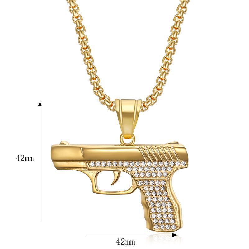Steel Necklace - Statement Glock Pistol Pendant For Bold Urban Hip Hop Style And Everyday Streetwear