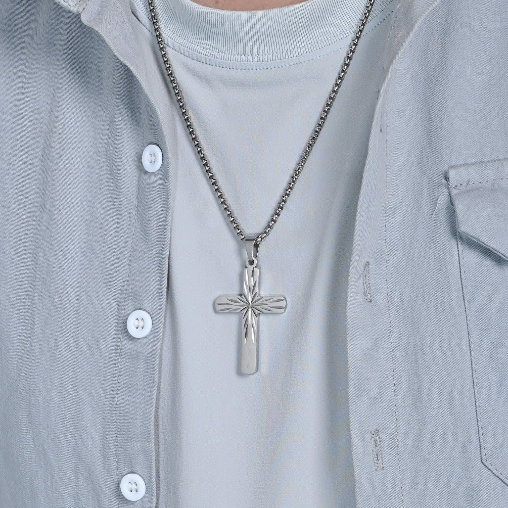 Planderful Titanium Steel Cross Necklace Unisex Pendant Durable Everyday Wear Jewelry for Men and Women