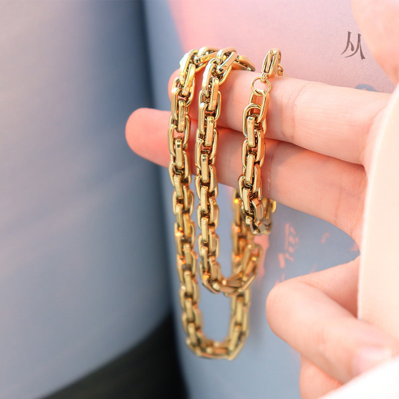 Chic Titanium Steel Necklace with 18k Gold Plating for Women by Planderful Collection