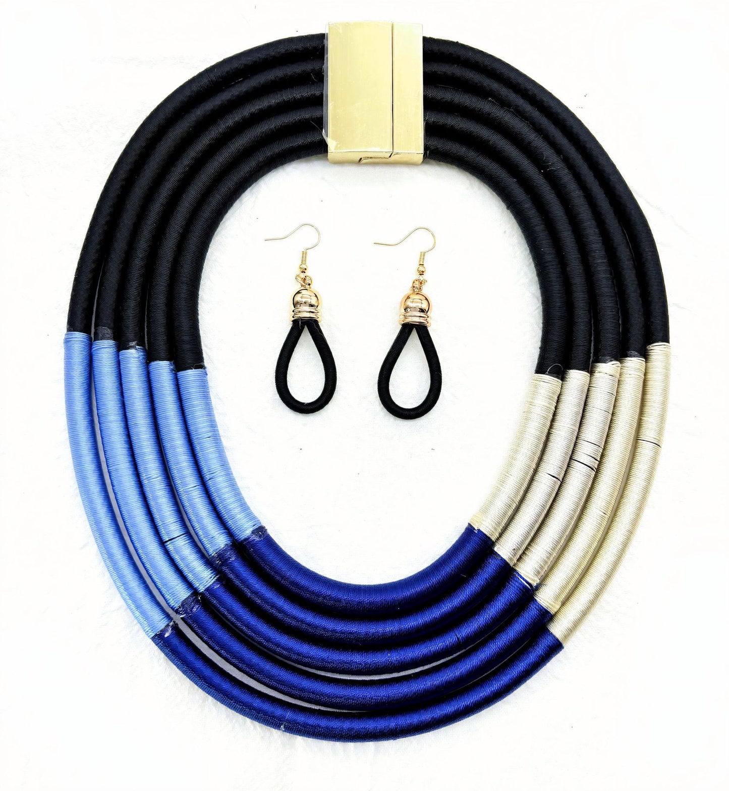 Planderful Savanna Rhythms Necklace and Earrings Set – Fashionable Multi-Layer Design