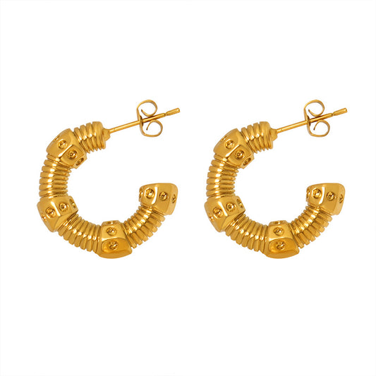 Insider's Autumn/Winter Punk C Earrings: High-Grade Brass Jewelry for Women