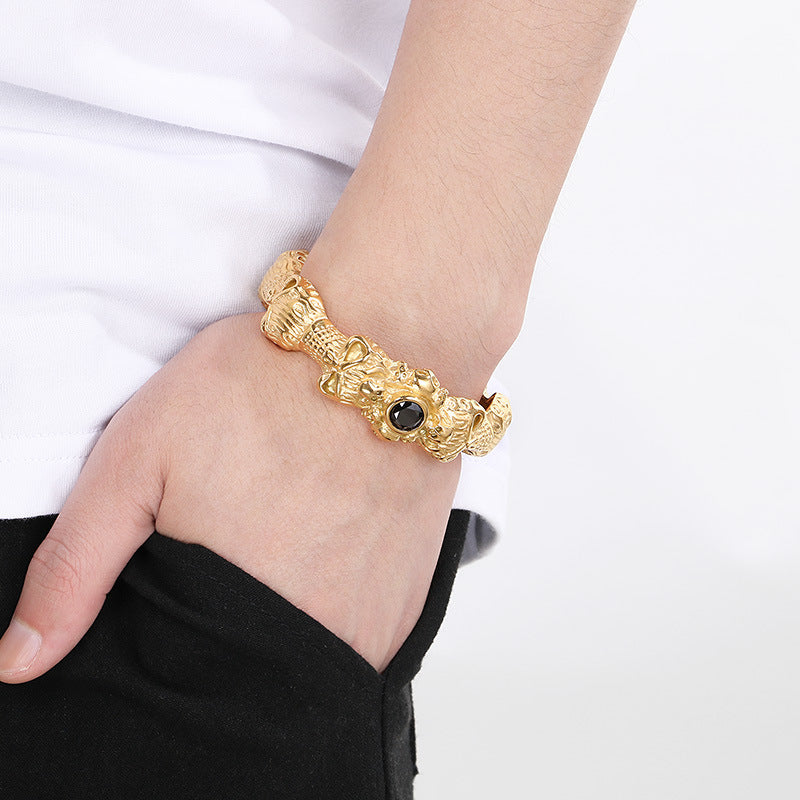 Planderful Gothic Skull Bracelet For Men Titanium Steel