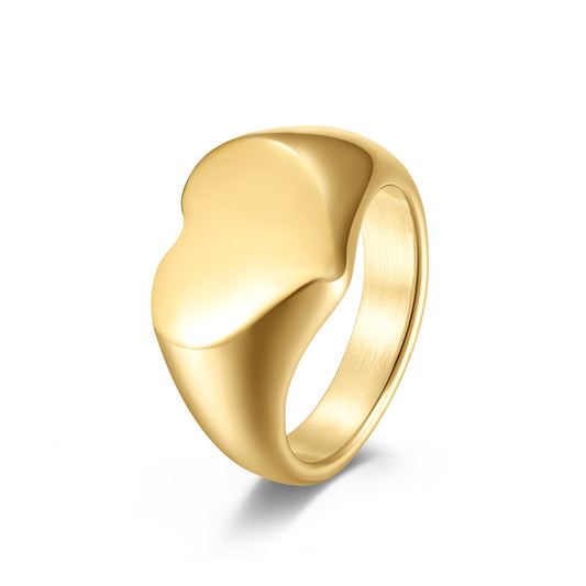 Planderful Personalized Heart Shaped Couple Ring In Steel Titanium For Men And Women