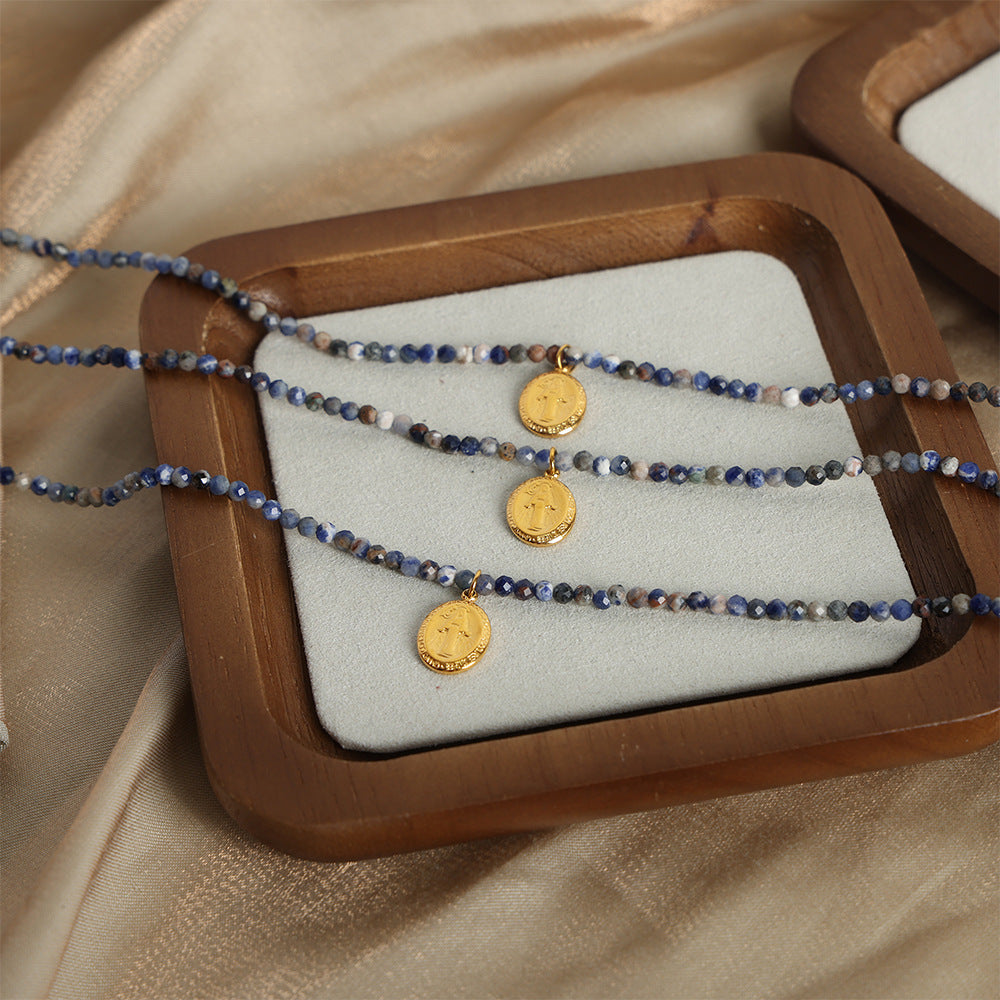 Luxurious Handmade Beaded Necklace with Gold-Plated Pendant