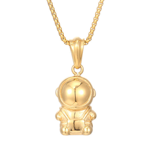 Hip-Hop Style Cartoon Astronaut Pendant for Men - Cute Vacuum Plated Titanium Steel Design