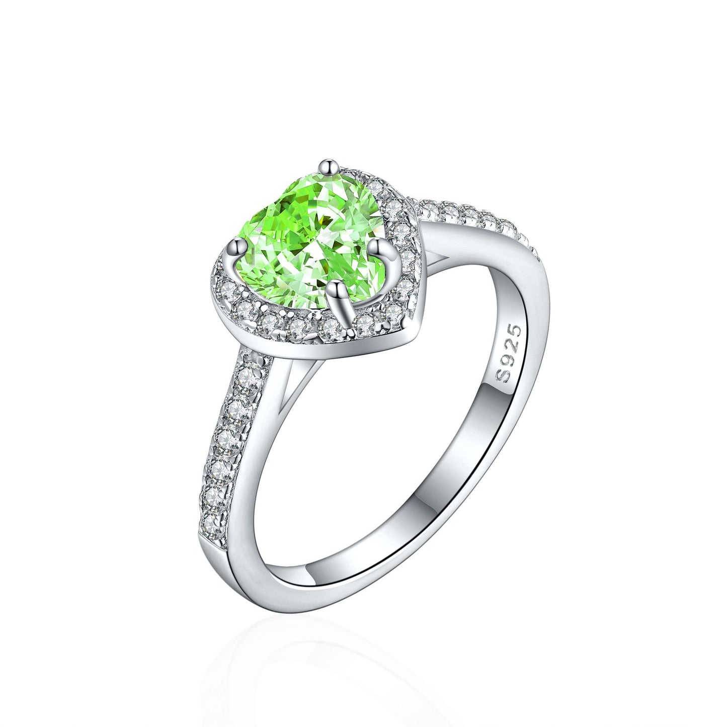 New 925 Sterling Silver 1ct Flame Ice Heart-Shaped Love Ring