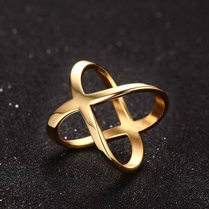 New Jewelry Electroplated Gold Titanium Steel Ring Wholesale