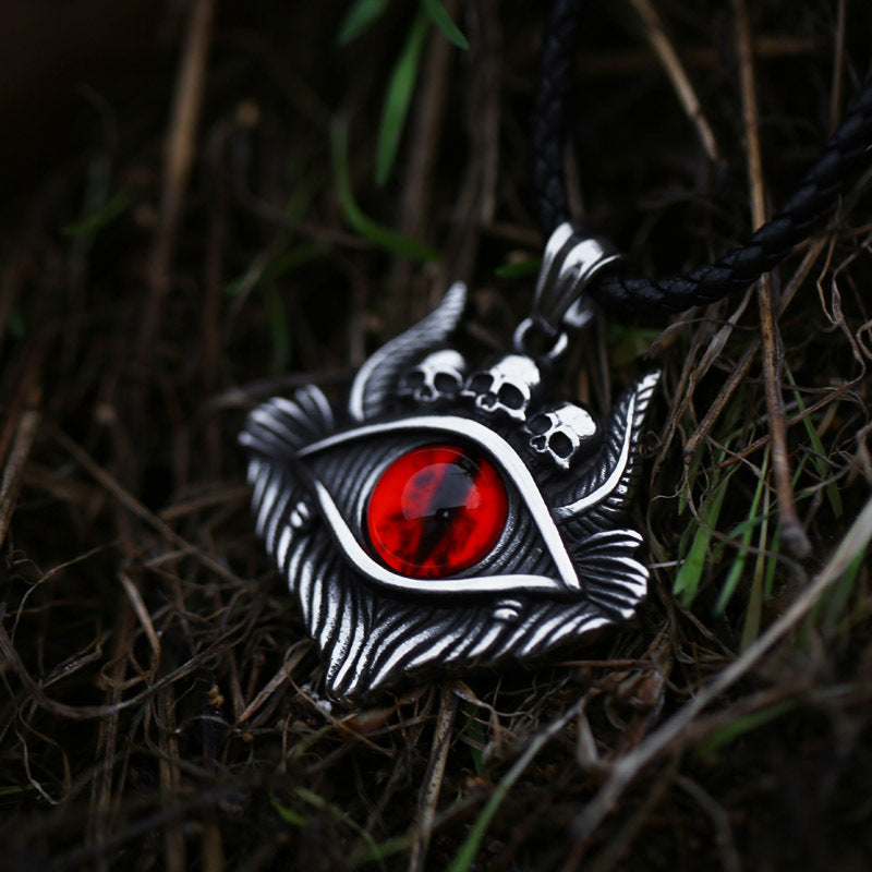 Punk-Inspired Devil's Eye Skull Titanium Steel Pendant for Men
