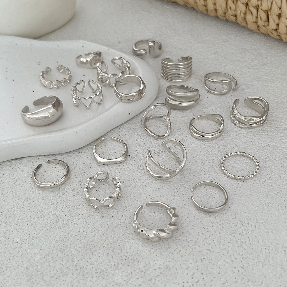 Planderful Vienna Verve Open Ring Set For Women Irregular Smooth Band With Statement Jewelry