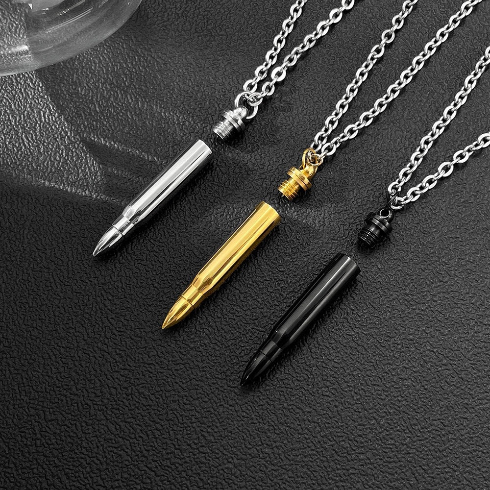 Planderful Stainless Steel Bullet Pendant For Men Personalized Hip Hop Necklace With Domineering Style