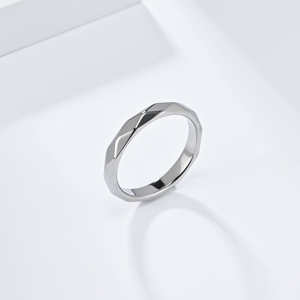 Cold Neutral Wind 4mm Rhombus Titanium Steel Ring Jewelry