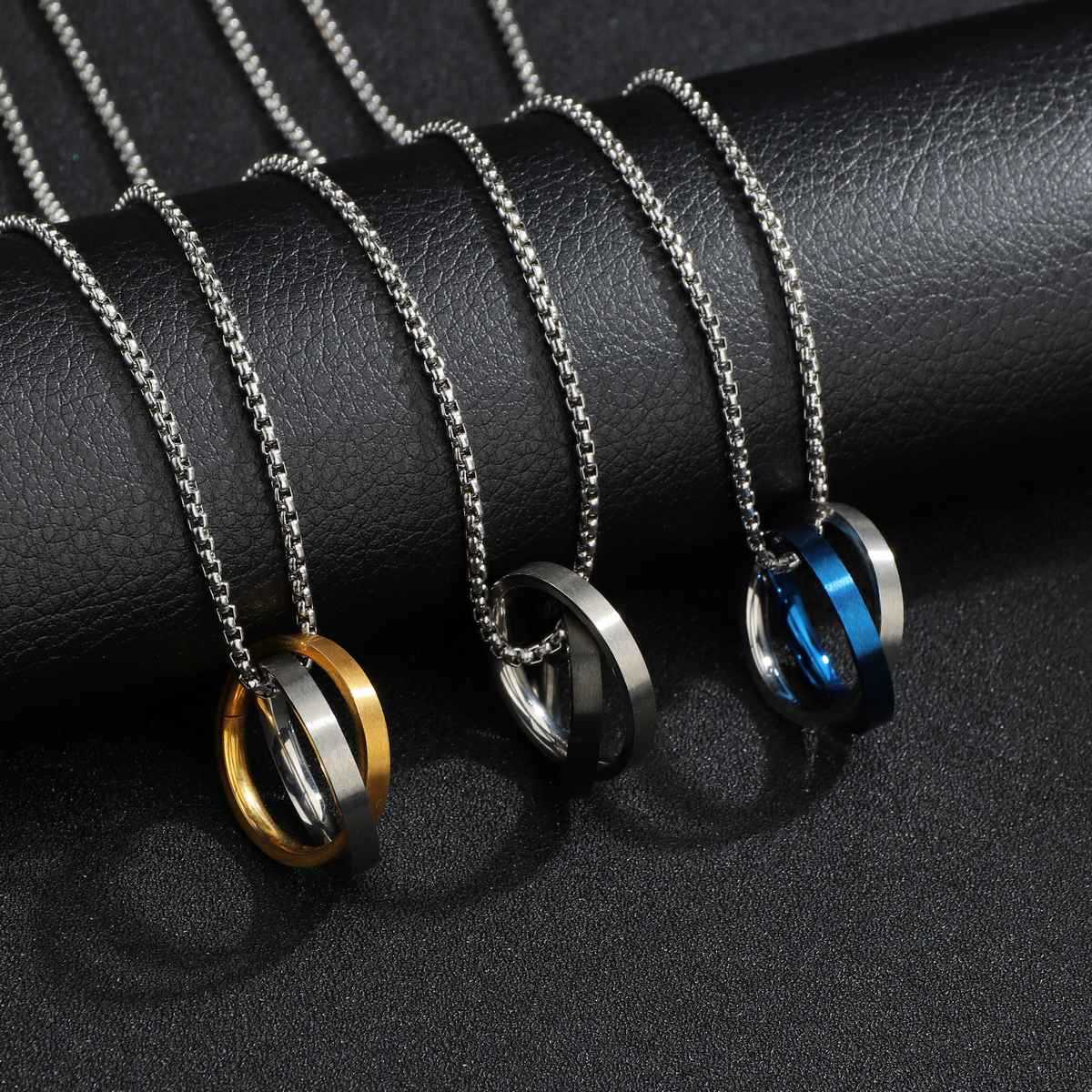 Mobius Ring Stainless Steel Couples Necklace with Versatile Sweater Chain for Men