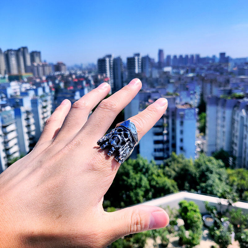 Titanium Steel Vintage Pirate Skull Ring for Men - Nordic Caribbean Design