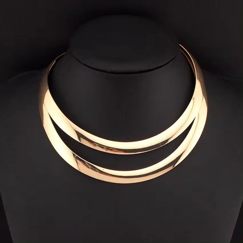 Planderful Savanna Rhythms Necklace – Stylish Double-Layer Hollow Metal Design