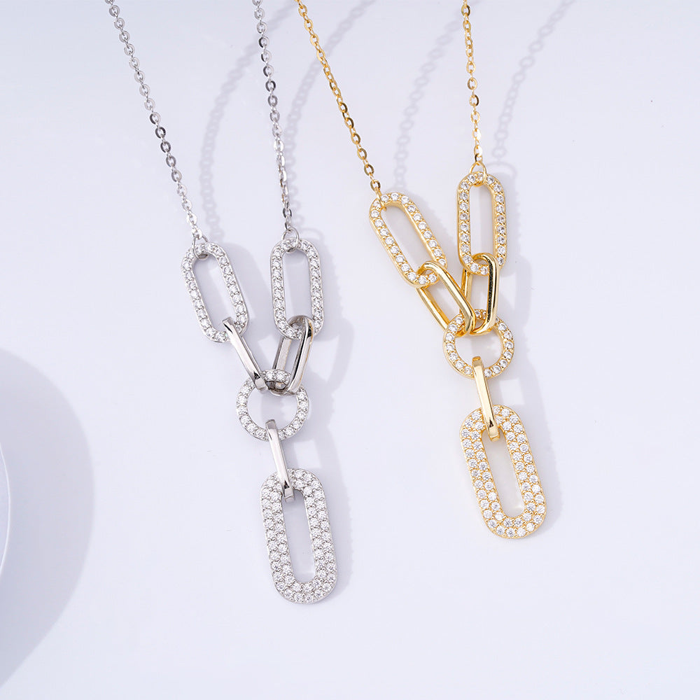 Hip Hop INS Style 925 Silver Necklace Light Luxury Design